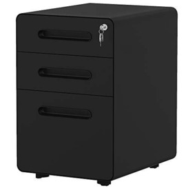 YITAHOME 3-Drawer Rolling File Cabinet, Metal Mobile File Cabinet with Lock, Filing Cabinet Under Desk fits Legal/Letter/A4 Size for Home/Office, Fully Assembled, Black