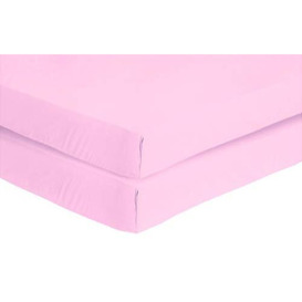 - 2 x Cot Fitted Bed Sheets - Egyptian Cotton 200 Thread Luxury Smooth & Soft (Baby Pink, 70 x 140 cm)