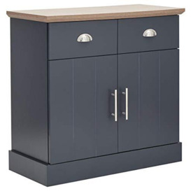 GFW Compact Cabinet Unit with 2 Drawers & Storage Cupboards Contemporary Wooden Living, Dining Room & Kitchen, sideboards, Engineered Wood, Slate Blue, H77 x W79 x D39