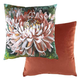 Evans Lichfield Winter Florals Chrysanthemum Cushion Cover, Terracotta, 43 x 43cm