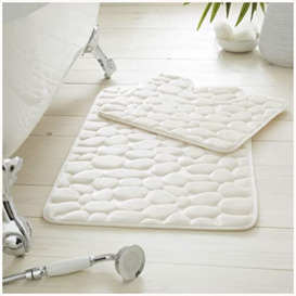 GC GAVENO CAVAILIA Memory Foam Bath Mat For Bathroom 2 Piece - Highly Water Absorbent Quick Dry Toilet Rugs - Waterproof Back Anti Slip Bathroom Mat - Cream