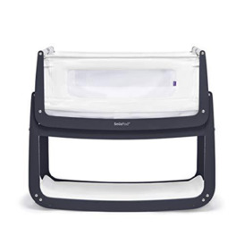 SnuzPod 4 Baby Bedside Crib – Navy – Safety Tested, Dual View Mesh Windows & Fits Most Beds
