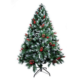 AGM 7ft Christmas Tree, 210CM Snow Flocked Artificial Christmas Tree, 900 Tips with Decorations, for Christmas Indoor Outdoor Decoration