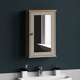 Bath Vida Priano Bathroom Cabinet Single Mirrored Door Wall Mounted, Grey & Oak