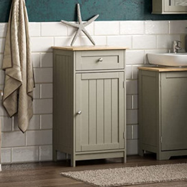 Bath Vida Priano Bathroom Cupboard 1 Door 1 Drawer Floor Standing Cabinet Drawer Unit Storage, Grey & Oak