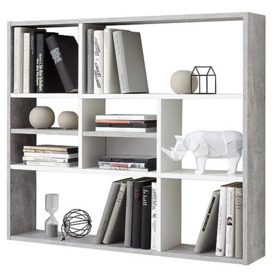 FMD furniture Wall Shelf, Wood, Grey/White, 90 x 78 x 16 cm