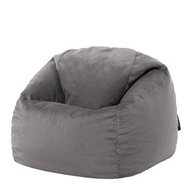 icon Aurora Kids Bean Bag Chair, Charcoal Grey, Velvet Bean Bag Seat for Kids, Luxury Children's Bean Bags for Girls and Boys with Filling Included