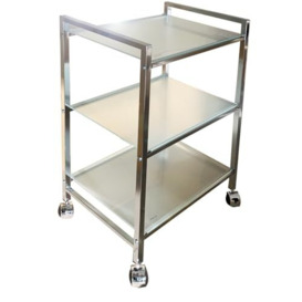 ASPECT Indigo Rectangular Glass Serving Cart and Display Shelving Unit for Bathroom, Kitchen, Home and Office,Frosted White, 40(W) X30(D) x74(H) cm