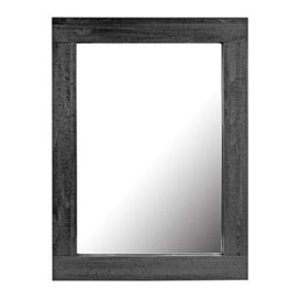 Stonebriar Rustic Rectangular Black Painted Wood Frame Hanging Wall Mirror for Vertical or Horizontal Display