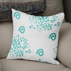 Bonamaison Decorative Cushion Cover Turquoise & White, Throw Pillow Covers, Home Decorative Pillowcases for Livingroom, Sofa, Bedroom, Size: 50x50 Cm - Designed and Manufactured in Turkey