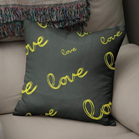 Bonamaison Decorative Cushion Cover Neon Yellow & Fume, Throw Pillow Covers, Home Decorative Pillowcases for Livingroom, Sofa, Bedroom, Size: 50x50 Cm - Designed and Manufactured in Turkey
