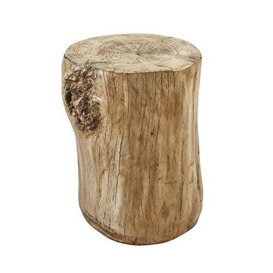 Ball & Cast Artificial Tree Stump Stool, Concrete Accent End Side Table, Round Faux Wood Seating for Indoor Outdoor Garden, Natural