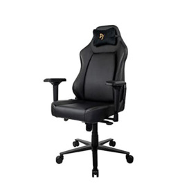 Arozzi Primo Premium PU Leather Gaming/Office Chair with High Backrest, Recliner, Swivel, Tilt, Rocker, Adjustable Height, 4D Armrests. Neck Pillow and Built-in Lumbar Adjustment - Gold Accents