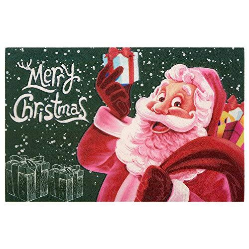 HANSE Home Christmas Doormat 45 x 70 cm - Dirt Trapper Mat with Non-Slip PVC Underside Door Mat Merry Christams Door Mat Santa Claus Motif Door Mat Suitable for Outdoor and Indoor Use