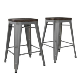 DHP Fusion 24' Metal Backless Counter Stool - SET OF 2 - Silver