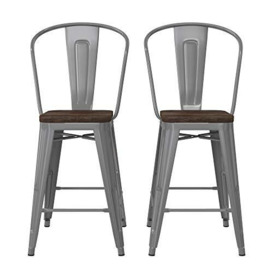 "DHP Luxor 24"" Metal Counter Stool - Set of 2 SILVER"