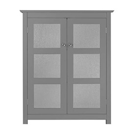 VERSANORA Teamson Home Bathroom Connor Free Standing Cabinet with 2 Glass Doors Grey EHF-580G, 66 x 34.9 x 86.4