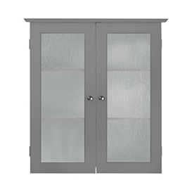 VERSANORA Teamson Home Bathroom Connor Wall Cabinet with 2 Glass Doors Grey EHF-581G, Engineered Wood, Gray, 20.3 x 56.5 x 63.5