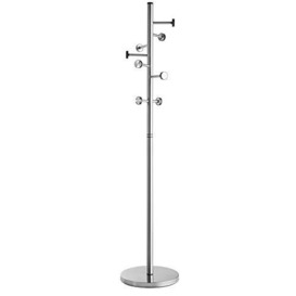 ALCO Stainless Steel Coat 8 Hooks Standing Approx. 41 x 182 cm, Silver, Platzsparend