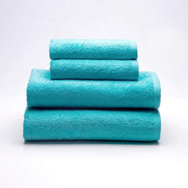 Sancarlos - Set of 4 Ocean Towels, 2 Wash Basin and 2 Bath Towels, Turquoise Color, 100% Cotton, 550 g/m2
