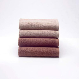 Sancarlos - Set of 4 Hand Towels Stone and Brown 100% Cotton 550gsm