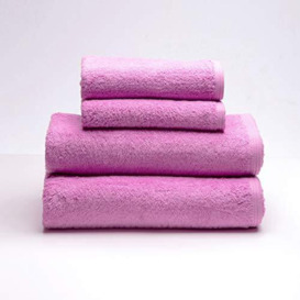 Sancarlos - Set of 4 Ocean Towels, 2 Wash Basin and 2 Bath Towels, Color Pink Gum, 100% Cotton, 550 g/m2