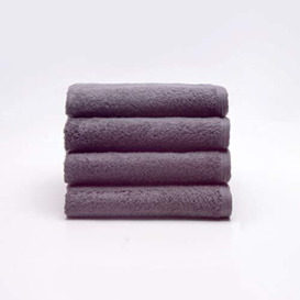 Sancarlos - Set of 4 Ocean Wash Basin Towels, Dark Grey, 100% Cotton, 550 g/m2