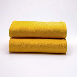 Sancarlos - Set of 2 Ocean Shower Towels, Mustard, 100% Cotton, 550 g/m2