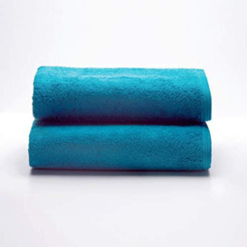 Sancarlos - Set of 2 Ocean Shower Towels, Emerald Color, 100% Cotton, 550 g/m2