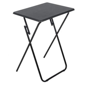 Azuma Adjustable Folding Side Table - Portable, Lightweight, Ideal for Camping, Festivals, Garden parties bedside table & Picnics, PVC Laminated MDF, Powder-Coated Steel Legs, Indoor & Outdoor - Black