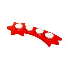 Hess Holzspielzeug 40035 Tea Light Holder in Star Shape with Tail Made of Wood, Red, Decoration for Special Occasions from the Ore Mountains