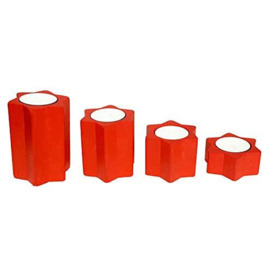 Hess Holzspielzeug 40043 Tea Light Holder in Star Shape Set of 4 Wooden Red Height Approx. 3 cm Approx. 5 cm Approx. 7 cm and Approx. 9 cm Decoration for Special Occasions from the Ore Mountains