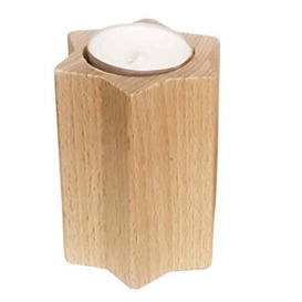 Hess Holzspielzeug 40029 Tea Light Holder in Star Shape, Natural, Approx. 9 cm, Decoration for Special Occasions from the Ore Mountains