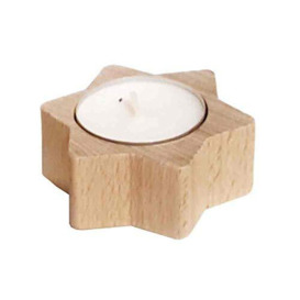 Hess Holzspielzeug 40032 Tea Light Holder in Star Shape, Natural, Approx. 3 cm, Decoration for Special Occasions from the Ore Mountains