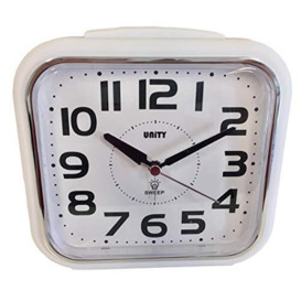 Unity Large Bold Alarm Clock-49023, White, 13.5 x 14 x 6 cm