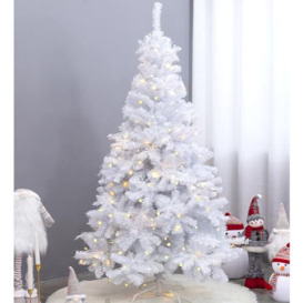Uten 5Ft/6Ft/7Ft White Christmas Tree 450/600/1000 Tips Xmas Pine Tree Holiday Decoration with Solid Metal Legs 12m/15m/25m Lights Indoor Outdoor