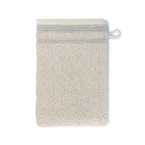 Möve Wellbeing Pearl structure with tucks Wash Glove 20 x 15 cm, Towel - Made in Germany, 85% Cotton 15% Linen, Nature