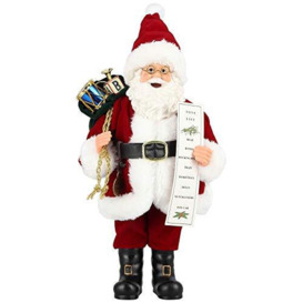 AGM Santa Claus Figures, 11inch Standing Vintage Inspired Fabriche Santa Figure Gifts,Christmas Table Top Figurine Decoration