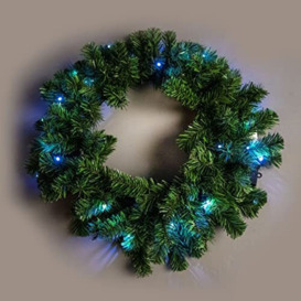 55cm Pre-Lit Green Christmas Wreath Alaskan Pine for Fireplaces Home Wall Door Stair Artificial Xmas Tree Garden Yard Decorations with 30 White LEDs