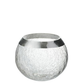 J-Line Candlestick Crackle Ball Glass Transparent/Silver Large