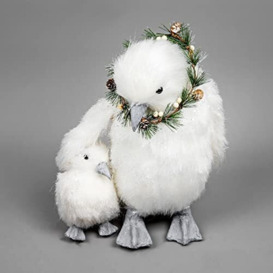 SHATCHI 34cm Mother and Baby Penguin Christmas Tabletop Centrepiece Showpieces Home Art & Craft Xmas Party Window Décor