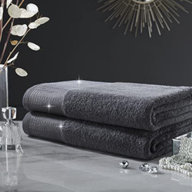 GC GAVENO CAVAILIA 2 Pack Towel Set, Highly Absorbent Bathroom Towels, Quick Dry Towels OR Bath Sheet, Charcoal, 50X80