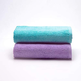 Sancarlos - Set of 2 Ocean Duo Bath Towels, Lilac and Turquoise, 100% Cotton, 550 g/m2