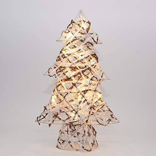 SHATCHI Pre-Lit Tabletop Centrepieces Snowman/Tree/Reindeer Twig Rattan with Warm LEDs Christmas Holiday Home Garden Decoration, White & Brown, 38x11x61H CM