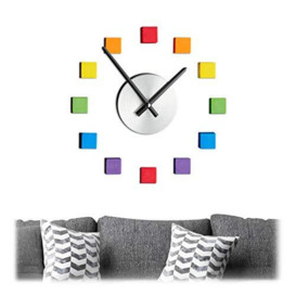 Relaxdays, Clock Wall Sticker, Rainbow Dial, Variable, Children's and Living Room, Colourful, 70% foam 30% iron, Wanduhr DIY B