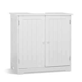 Mondeer Under Sink Cabinet, Bathroom Floor Cabinet with 2 Doors and 2 Shelves Wooden Space Saving Free Standing for Bathroom, 60 x 30 x 60 cm, White