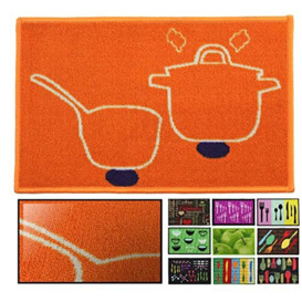 LucaHome – Kitchen Doormat, Non-Slip, Very Absorbent, Orange Doormat, 50 x 130 cm, Indoor Doormat, Machine Washable