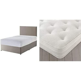 Silentnight Non Storage Divan- Sandstone - Small Double with 1400 Eco Comfort Mattress - Firm - Small Double