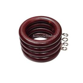 45mm Wooden Curtain Hanging Ring Hooks with Eyes Mahogany Red Wood Drapery Curtain Rings Rod Hanging Sliding Eyelet for 42mm Poles Pack of 12.