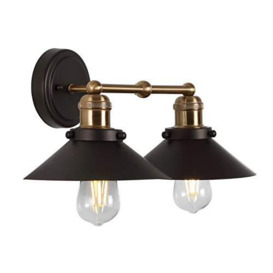Jonathan Y JYL7427C, Contemporary June Metal Shade Wall Sconce for Bedroom Livingroom Bathroom, Transitional, Bulb Included Vanity Lighting, 2, Oil Rubbed Bronze/Brass Gold